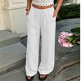 thumbnail image 7 of Dresfit Womens Palazzo Pants Baggy Drawstring Sweatpants 2026 Summer High Waisted Vacation Trousers Cooling Soild Straight Pant with Pockets M, 7 of 7
