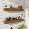 thumbnail image 6 of Wall Floating Shelves, Rustic Wood Wall Shelf Handmade (Light Walnut, 24 Inch - 2 Pack), 6 of 9