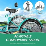 Mooncool Adult Tricycles 7 Speed, 16/20/24/26 inch 3 Wheel Bikes, Three-Wheeled Bicycles Cruise Trike with Shopping Basket for Seniors, Women, Men, Teenager, Kids