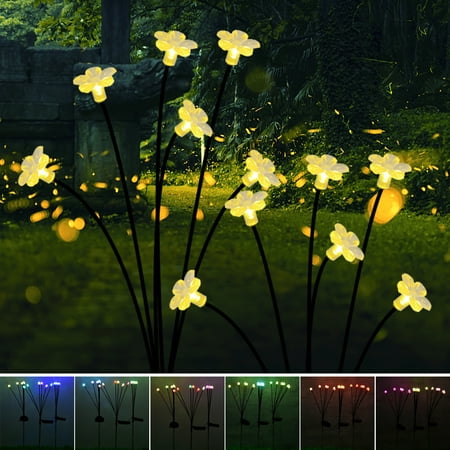 

2Pcs Solar Powered Firefly Light IP65 Waterproof Swaying Solar Garden Light with 600mAh Battery Flowing in Wind Outdoor Decorative Solar Landscape Lamp