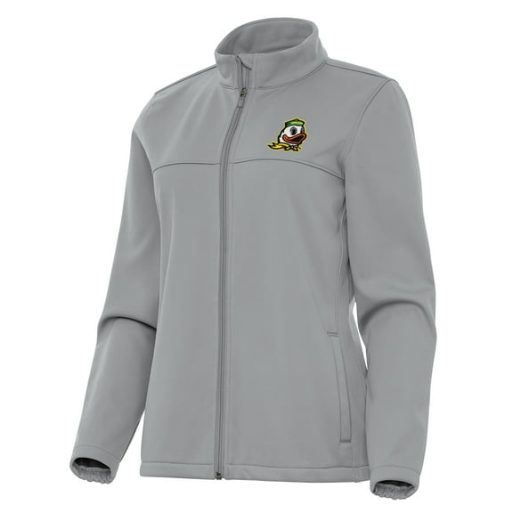 Women's Antigua Gray Oregon Ducks Links 2 Golf Full-Zip Jacket