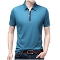 thumbnail image 2 of POTETI Collared Mens Polo Shirt Short Sleeve Casual Shirts Summer Quarter Zip Loose Solid Tops, 2 of 4
