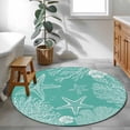 thumbnail image 3 of Round Rug 3.3Ft Washable Non-Slip, Teal Coastal Circle Area Rugs for Living Room Bedroom, Starfish Coral Summer Beach Ocean Indoor Floor Mats Carpet Runner for Home Decor Aesthetic, 3 of 8