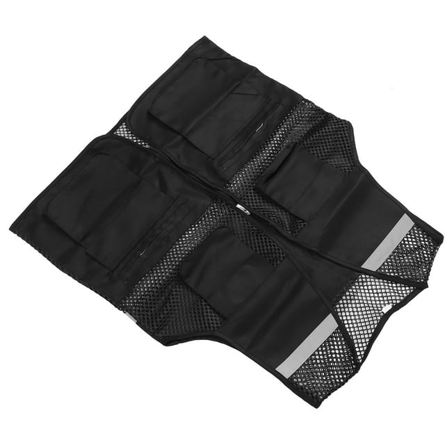 Chaleco De Trabajo, Chaleco Reflectante Diseño De Malla Cremallera Frontal Poliéster Múltiples Bolsillos Para Ciclismo