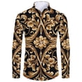 thumbnail image 3 of Camisas de manga corta con botones y estampado 3D de lujo de alta gama con patrón dorado para hombres, blusas de estilo callejero de moda, atuendos de hip hop, 3 of 5