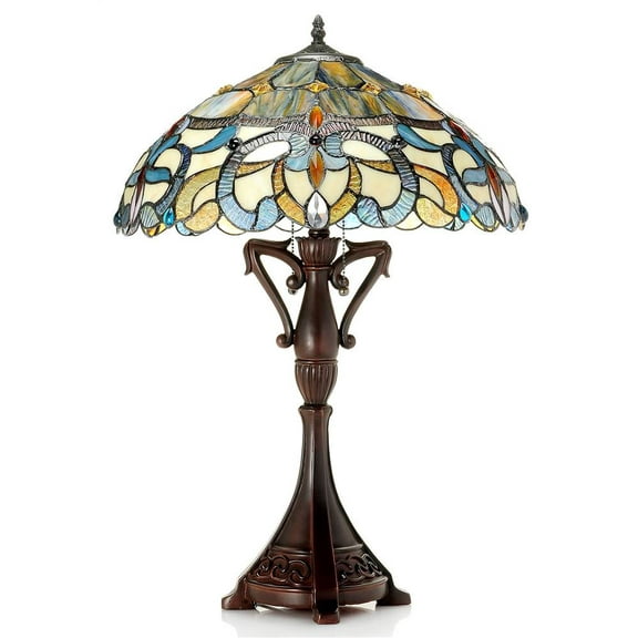 CHLOE Lighting NORA Tiffany Style Victorian 2 Light Table Lamp 18" Shade