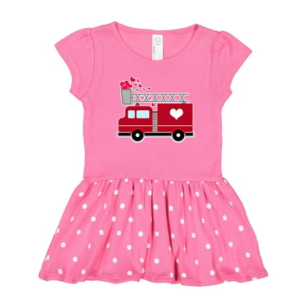 

Inktastic Valentine s Day Red Firetruck with Pink Hearts Gift Toddler Girl Dress