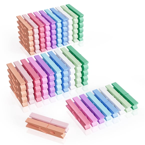 Pinzas para ropa Gomedi, 100 unidades, de madera de colores, 7,2 cm, para manualidades