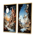 thumbnail image 3 of Designart "Bizare Dream Castle" Surrealism Framed Wall Art Set Of 2 - Multi-Color Abstract Framed Canvas Set For Living Room Decor, 3 of 7
