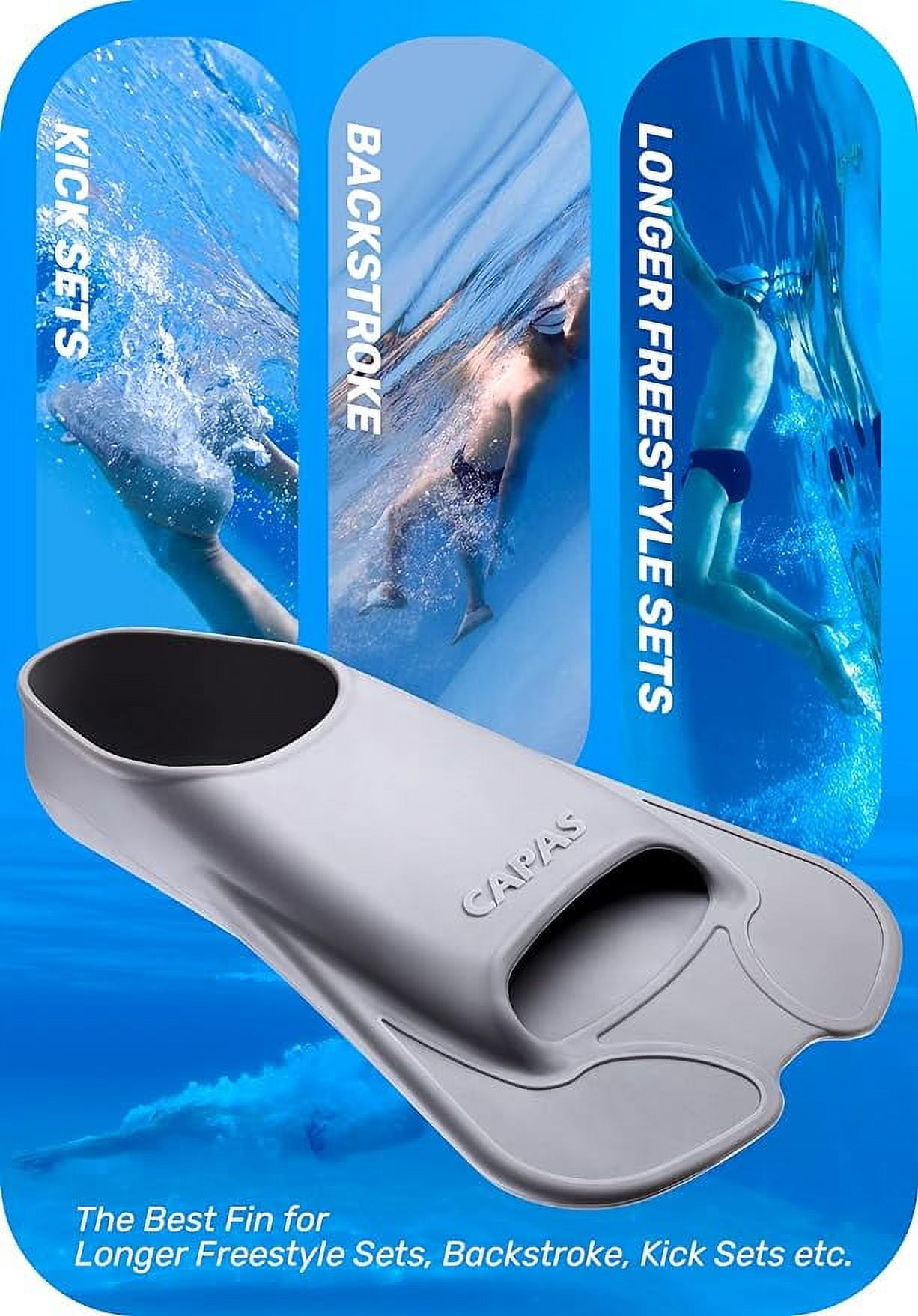 Swim Training Fins Soft Silicone Lap Swimming Short Floating Flippers with Mesh Bag for Kids Adult Men Women