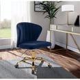 thumbnail image 2 of Pemberly Row Chaise de Bureau Contemporaine Pivotante Réglable en Velours, Bleu Marine, 2 of 6