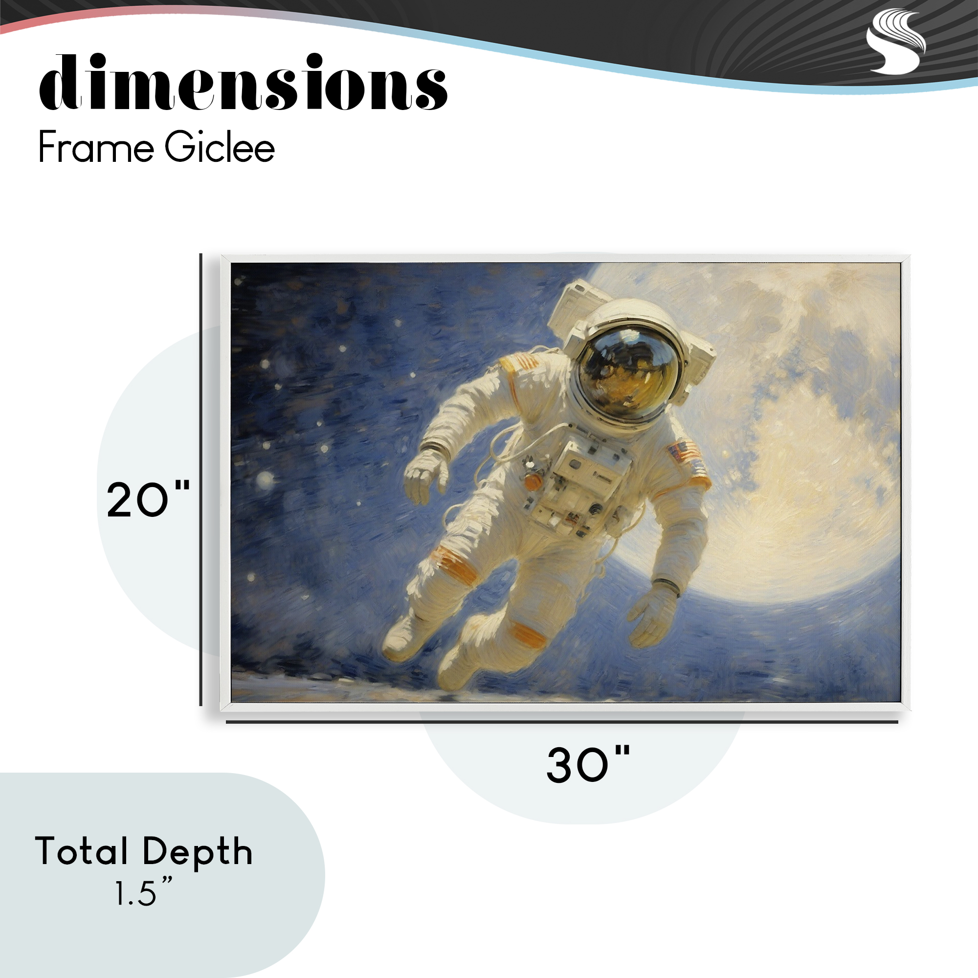 Astronaut in Vast Galaxy White Framed Giclee Art, design by Angie Hawke