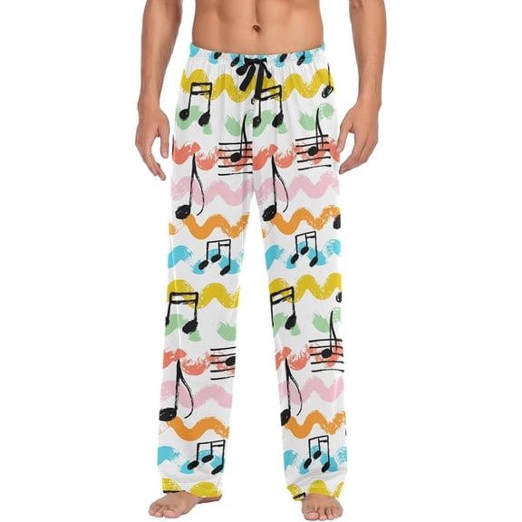 GZHJMY Music Note Ripple Pajama Pants, Men's Drawstring Lounge Pants, Casual Pajama Bottoms with Pockets, Christmas New Year Birthday Gifts, Large