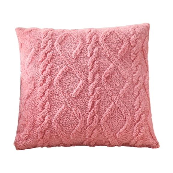 Decorative Throw Pillow Covers Textured Faux Square Pillow Cover Soft Throw Pillow for Couch Sofa Living Room Accent Decor Pink 1 Pack