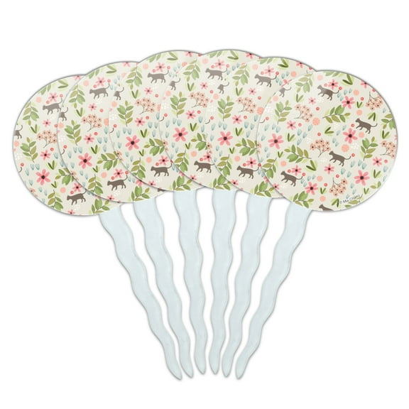 Cats and Flowers Cupcake Picks Toppers Decoration Set of 6