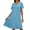 Blue-0, variant on Zipper Robes for Women Short Sleeve Cotton Crewneck Bathrobes Lightweight Knee Length Housecoat with Pockets Nightgown