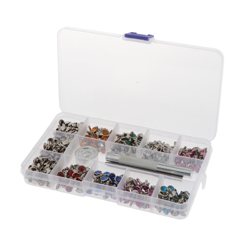 Yunhgft 240Pcs 7mm Rhinestone Studs Rivets Studs Rivets Studs With Tool For Leather DIY