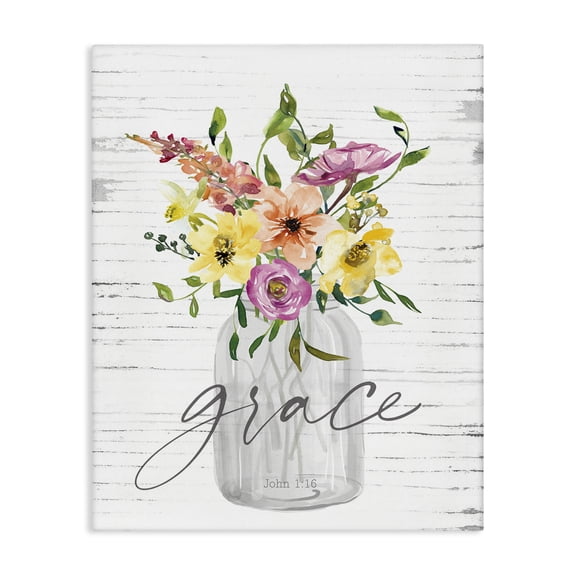 Stupell Industries Shabby Chic Spiritual Grace Bouquet Canvas Art, 16 x 20, by Lettered and Lined
