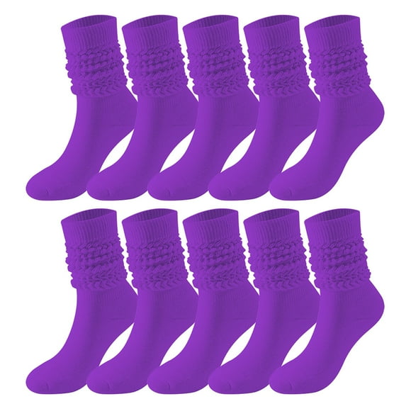 Outfmvch Mens Socks Christmas Socks 5 Pairs Soild Color Socks Women Thigh High Boot Socks Soft Scrunch Socks Socks Purple 1 One Size