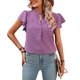 thumbnail image 1 of Camiseta informal para mujer con cuello en V y volantes ligera para mujer de ajuste relajado (morado XL) FLhrweasw Para estrenar, 1 of 8