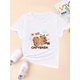 thumbnail image 1 of Camiseta transpirable y cómoda para niña con estampado de oso: perfecta para la escuela o para jugar, top informal de cuello redondo., 1 of 5