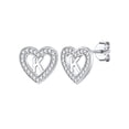 thumbnail image 1 of Pendientes de botón de corazón inicial Silvora para mujeres y niñas con letra K y Zirconia cúbica brillante, 1 of 8
