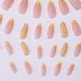 thumbnail image 4 of 24Pcs Almond Press on Nails Medium Fake Nails Yellow Flower False Nails with Rhinestone Design French tip Glue on Nails Reusable Acrylic Nails Press ons for Women Girls Manicure 0422-8 24 Fl Oz (Pack, 4 of 4