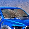 thumbnail image 4 of Xixirimido Car Windshield Sun Shade Universal Fit for SUV Truck Sedan Auto Front Window Sunshade Sun Visor Block UV Rays Keep Cool Car Accessories, Leopard Zebra Stripe Brown, 4 of 8