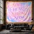 thumbnail image 6 of SOFT HEART STRONG SPINE Quote on Pink and Purple Clouds with Stars, Dreamy Celestial for Teen Girls, Motivational Wall Art, Graduation Gift Tapestry Wall Hanging for Dorm and Bedroom, 6 of 7