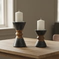 thumbnail image 6 of Mela Artisans Monarch Marble & Acacia 4" Candleholder, Black, 6 of 6