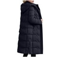 thumbnail image 5 of TFEOQRY Women's Padded Coats Parkas Long Sleeved Woolen Cotton Jacket with Pocket Zipper Medium Length Hooded Jacket Coat Black, 5 of 6