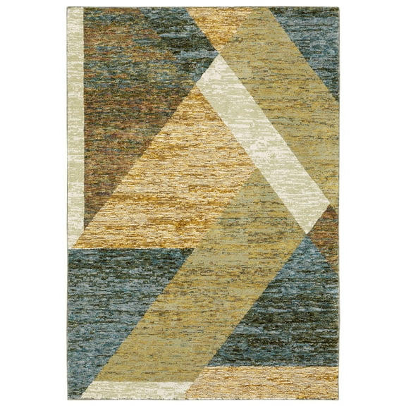 Moretti Court Area Rug STR09 Gold Blocks Cubes 3' 3" x 5' 2" Rectangle