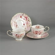Jiallo  Ceramic Roses / Floral Design Cup & Saucer Set of 2