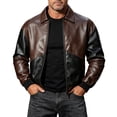 thumbnail image 2 of Xdegoge Men's Colorblock Faux Leather Jacket Classic Varsity Bomber Coat Zip Up Motorcycle Moto Outerwear Turn Down Collar for Fall Winter Casual Street Fashion, 2 of 9