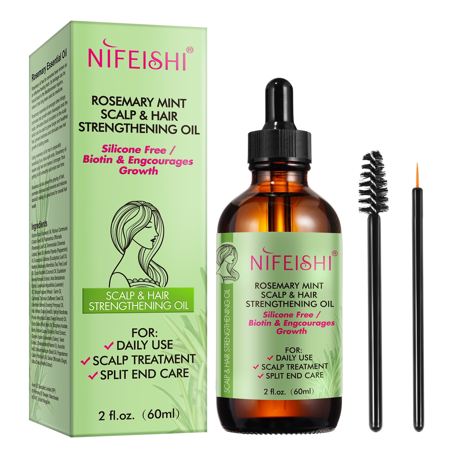 NIFEISHI Rosemary Oil with Biotin and Essential Oil, Natural Rosemary Oil Improves Blood