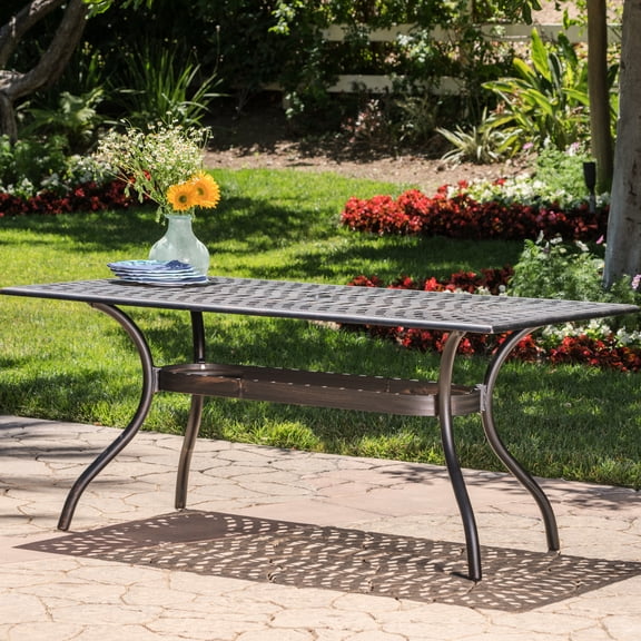 Cast Aluminum 68" Rectangular Patio Table With Copper Allure Rectangle In Copper, Created Aluminium