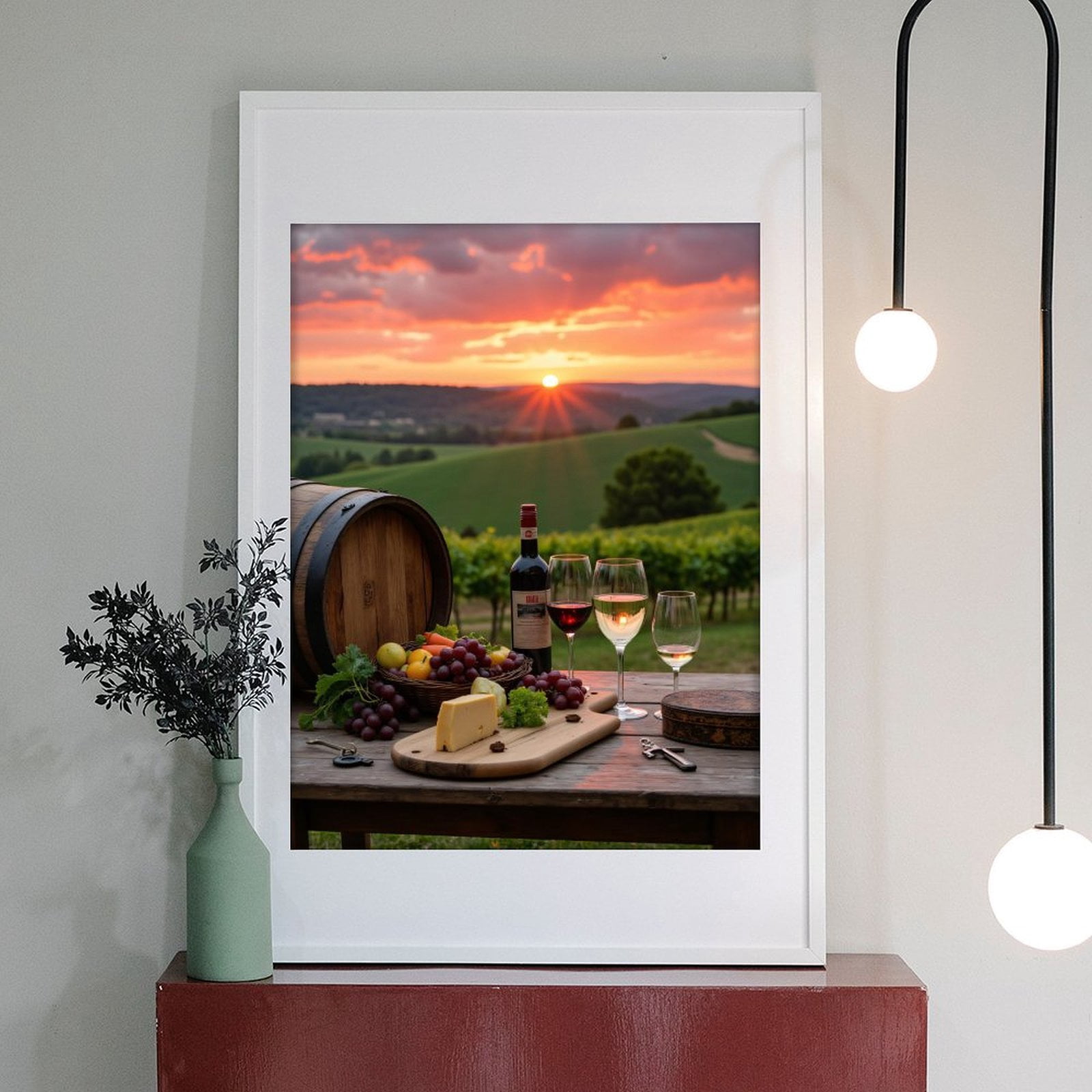 Diamond Art Kits for Adults - 5d Sunset Vineyard Wine Cheese Orchard Diamond Painting for Adults, Diamond Art for Adults Beginners, Diamond Painting Kits for Adults for Home Wall Decor