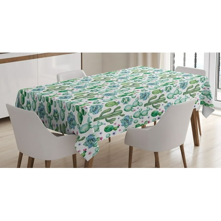 

Cactus Decor Tablecloth Hand Painted Exotic Plant Collection Saguaro Prickly Pear Succulents Spines Rectangular Table Cover for Dining Room Kitchen 60 X 84 Inches Multicolor by Ambesonne