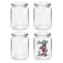 25 oz sublimation clear glass Jar Wide Mouth Food Storage Container with clear glass lid  for Kitchen Pantry, Storage, and Canning 4 pack