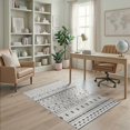 thumbnail image 2 of ODIKA 4'x6' Black White Geometric Banded Washable Area Rug Contemporary Striped Motif with Diamond Cross for Home Office, Under Desk, Non-Slip Chair-Friendly, Flatwoven, 2 of 7