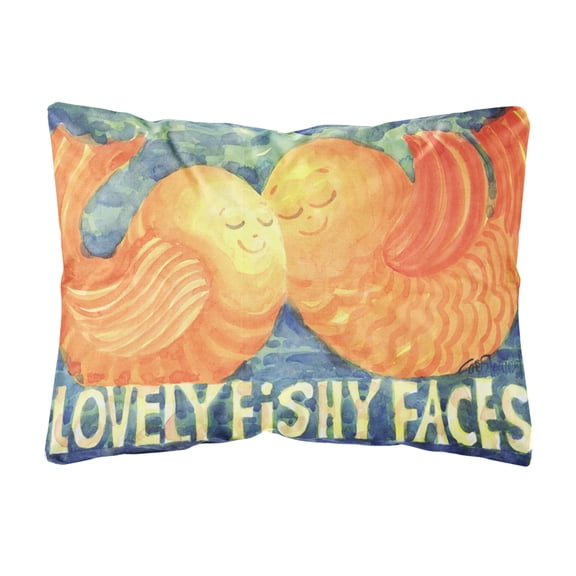 Carolines Treasures 6052PW1216 Fish - Kissing Fish Decorative Canvas Fabric Pillow 12H x16W multicolor