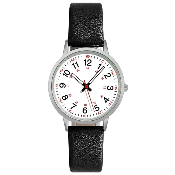 Joernso Luminous Digital Watch with Soft Faux Leather Strap 24 Hours Time Round Dial Quartz Watch Women Fashion Wrist Watch for Students Nurse Office Worker Christmas Birthday Gift