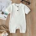 thumbnail image 2 of TOOYOU Baby Girls Romper&Jumpsuit Newborn Infant Short Sleeve Solid Color Jumpsuit Cute Onesie Bodysuits Playsuit For Kids White Size 3-6 Months, 2 of 8