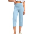 thumbnail image 5 of Capri Pants for Women High Waisted Workout Yoga Capris Leggings Straight Leg Athletic Cropped Pants with Pockets Light Blue S, 5 of 7