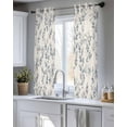 thumbnail image 5 of Navy Blue Leaves Sheer Curtains 45 Inch Length 2 Panels Set for Living Room/Bedroom, Vintage Summer Botanical Farmhouse Rustic Kitchen Curtains Grommet Semi-Sheer Curtains Window Treatments 42"x45"x2, 5 of 7
