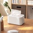 thumbnail image 1 of Organizador de fundas de caja de pañuelos de plástico blanco para servilletas de papel facial | Ranura para teléfono celular | Cocina Baño Dormitorio Mesa Escritorio Tocador | Robusto y duradero, 1 of 6