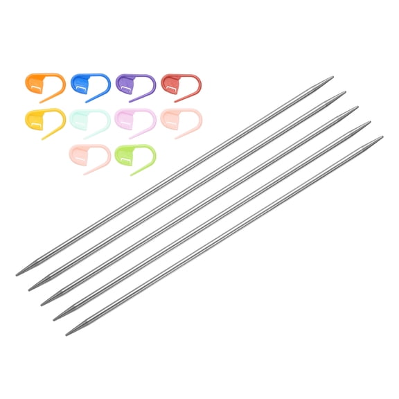 Uxcell 5Pcs US 4(3.5mm) Double Pointed Knitting Needle with 10 Stitch Marker for Handmade Projects