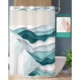 thumbnail image 2 of No Hook Shower Curtain with Snap in Liner, Gradient Ocean Waves Turquoise Teal Gradient Waves Hotel Shower Curtains for Bathroom, Washable Shower Curtain Liner Set with Mesh Top Window, 72"x84", 2 of 6