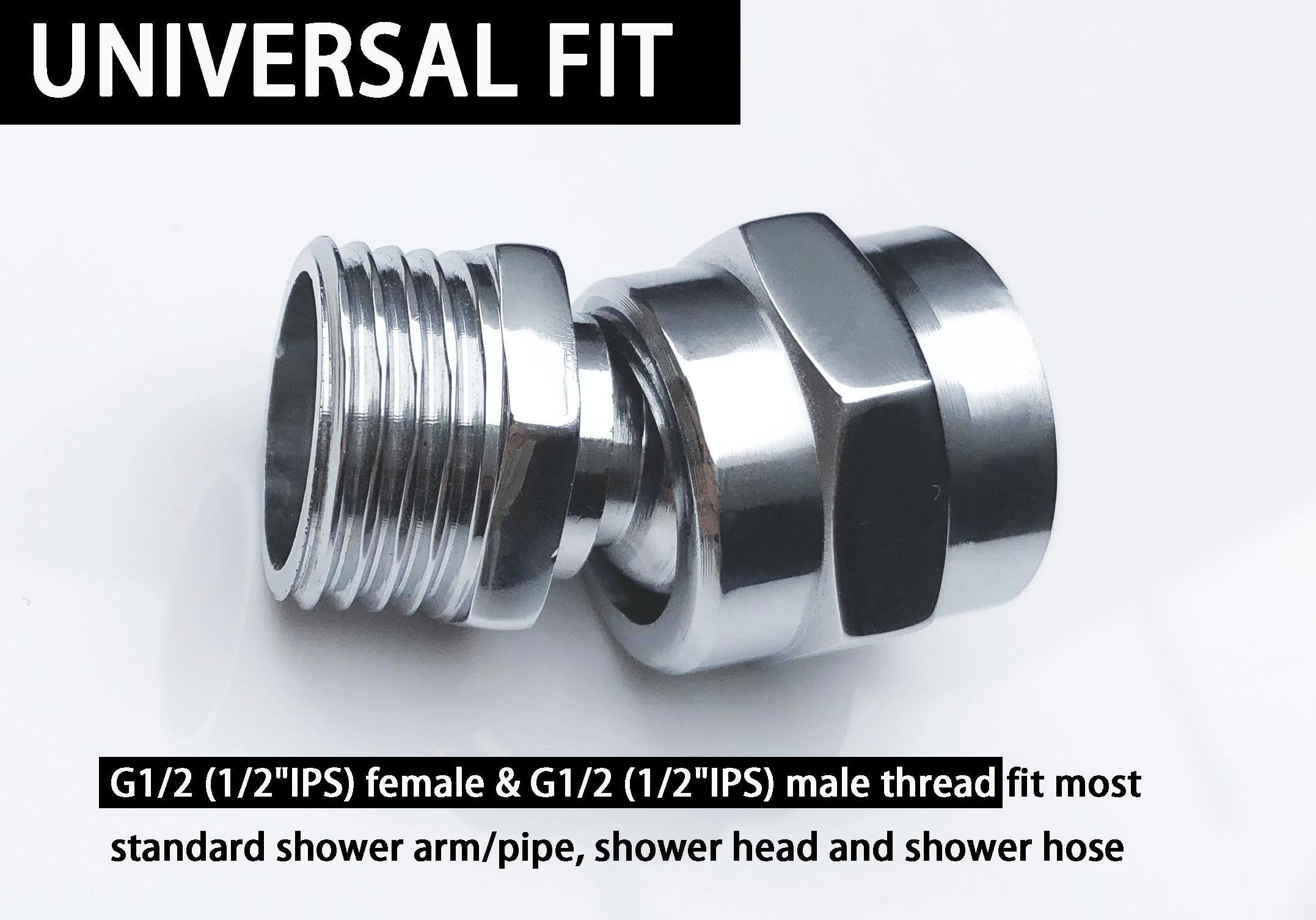 NHBETYS Shower Connector Ball Joint Shower Head Swivel Ball Adapter,showerhead Brass adjustable connector,Shower Arm Extension Universal Component，7.8 GPM large water flow 