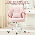 thumbnail image 5 of ATHOPE Vanity chair Velvet Petal Office Chair Modern Tufted Home Office Chair with Backrest, Height Adjustable Computer Work Chair for Bedroom Living Room, Pink, 5 of 9